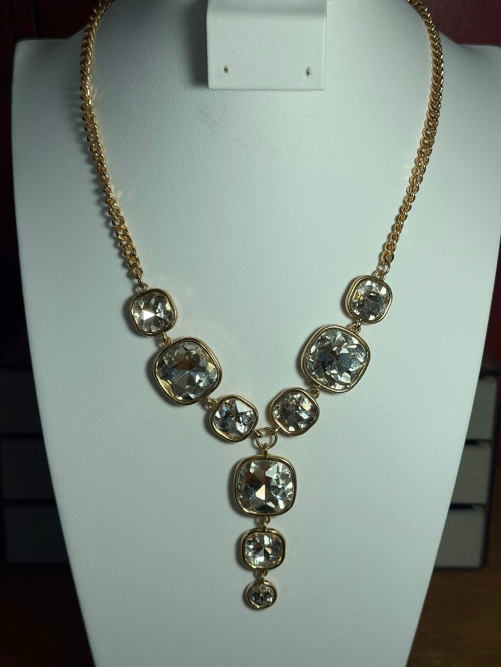 Gold-Tone Clear Crystal Statement Necklace